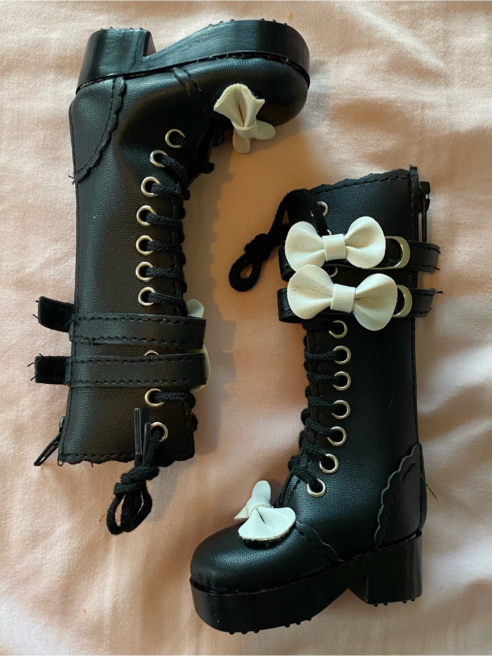 Black & White EGL Gothic Lolita Style Platform Boots for 1/4 Scale MSD BJD Dolls